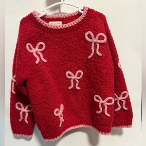 Wild Wawa Red Bow Pattern Kids Sweater